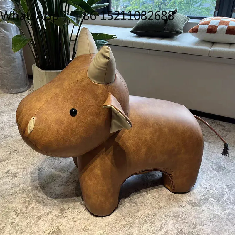 LLY cow stool shoe changing stool creative housewarming gift animal modeling floor ornament living room soft decoration
