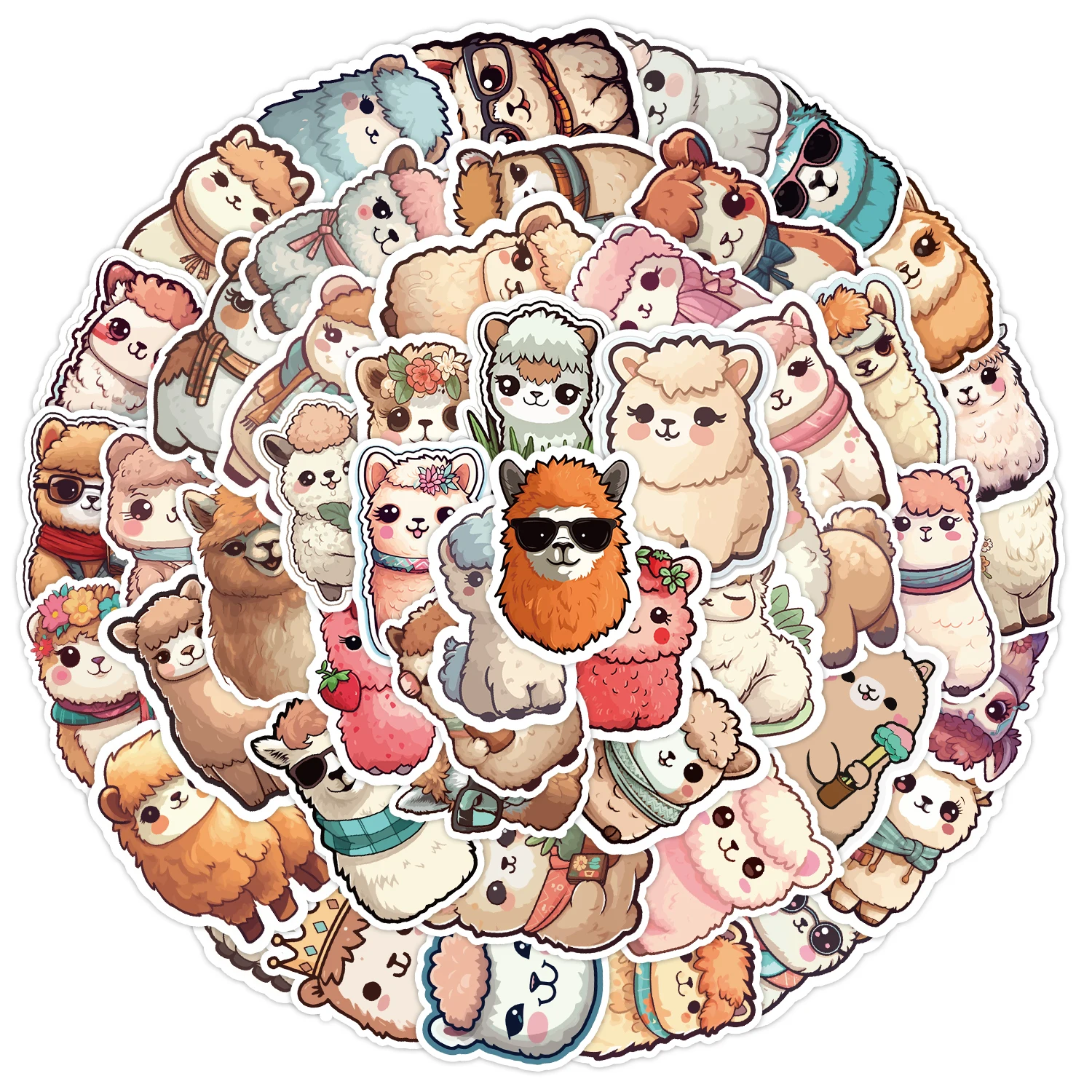 10/30/50個かわいい漫画アルパカ羊動物ステッカーラマラクダかわいいラップトップスクラップブックスケートボード車のおもちゃステッカーF5