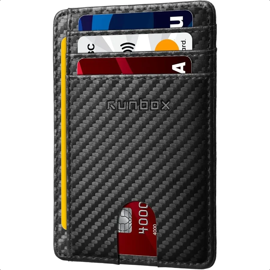 

RUNBOX Slim Minimalist Front Pocket RFID Blocking Leather Wallets for Men and Women Gift Box