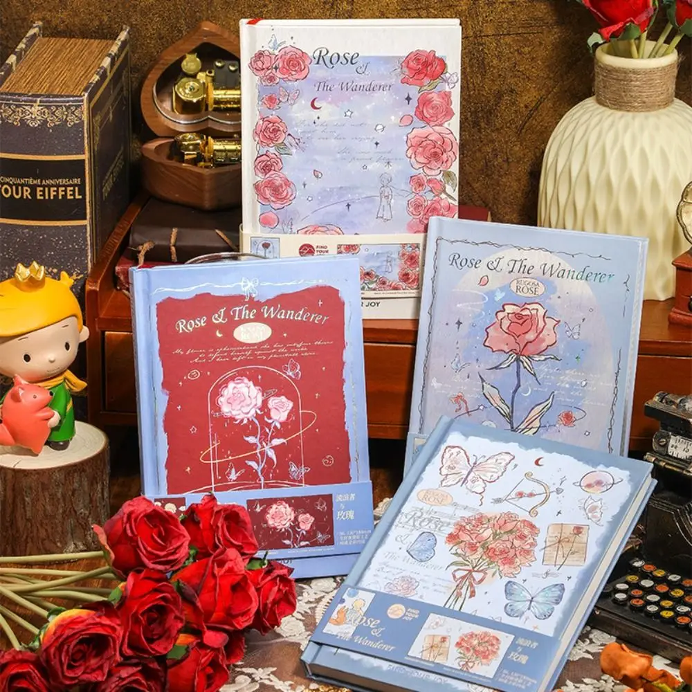 Gift Scrapbook Rose Series Notebook Hand Ledger Vintage Diary Book Exquisite Hardcover Notepad Student