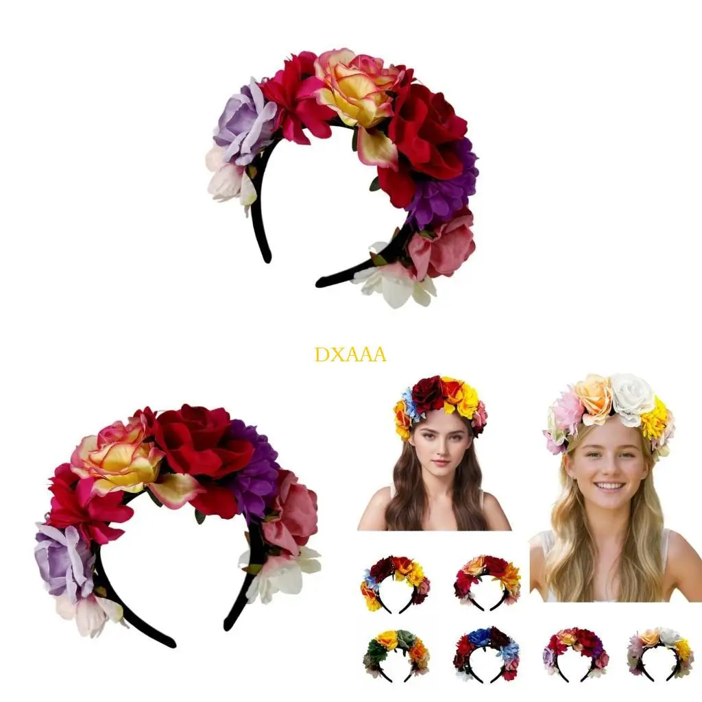 

DXAA Life Like Rose Flower Hairhoop Traditional Wedding Bridal Hairband Party Props