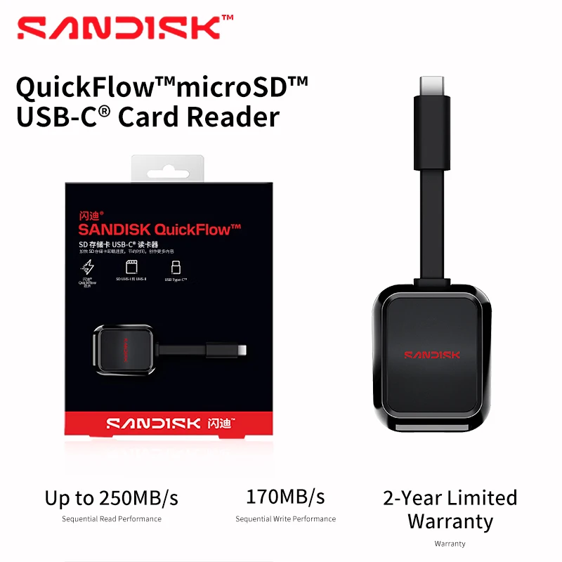 SanDisk USB 3.2 Type-C SD Card Reader for UHS-I and UHS-II Memory cards Support 4K UHD video
