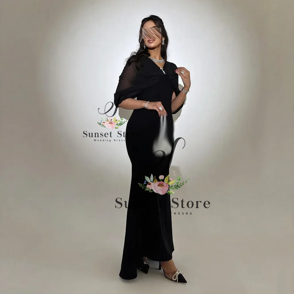 Robe de bal trapèze personnalisée, longueur au sol, col en v, sans manches, mode cristal, Simple, drapée, robe de soirée décontractée