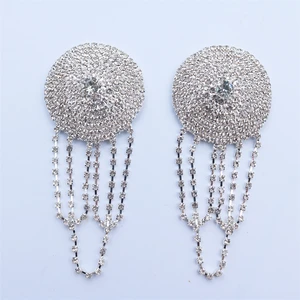 1 Çift Püskül Göğüs Çıkartmalar, Rhinestones Zincir Sutyen Kadınlar için Parlak Kristal Meme Kapağı, Takı, Delici Olmayan, İç çamaşırı, Aksesuarlar 8 en çok satan, spor sutyeni, kristal-no. 6