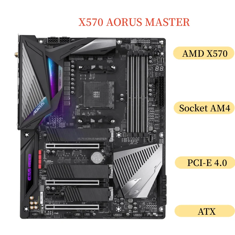 For Gigabyte X570 AORUS MASTER Motherboard 128GB Socket AM4 DDR4 ATX Mainboard 100% Tested Fast Ship