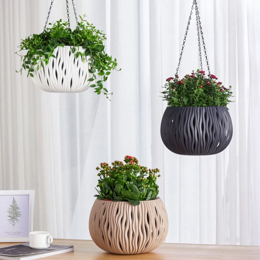 Hanging Planter Basket Flower Indoor Plantswatering Self Potpots Holder Bucket Vase Succulent Chain Hangerwall Garden Outdoor