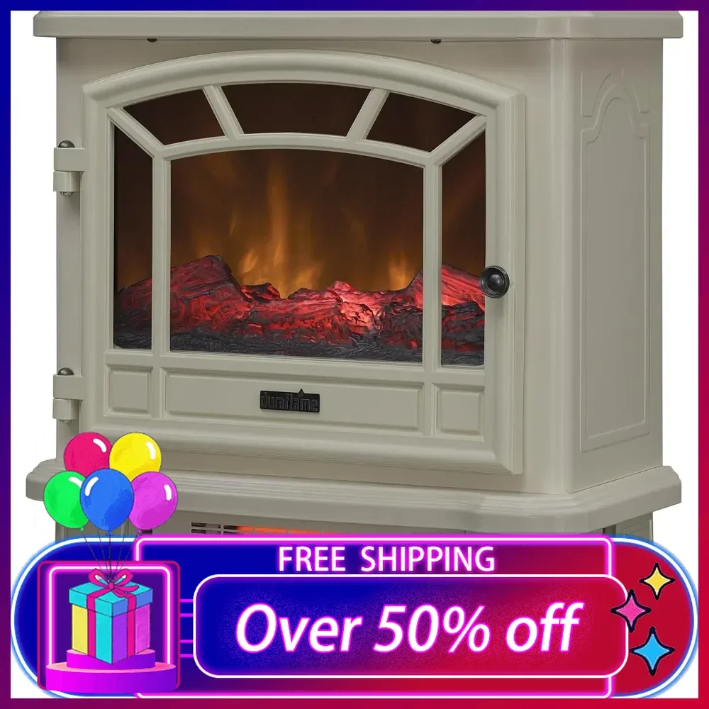 Infrared Quartz Electric Fireplace Stove Heater, Cream, 10.75