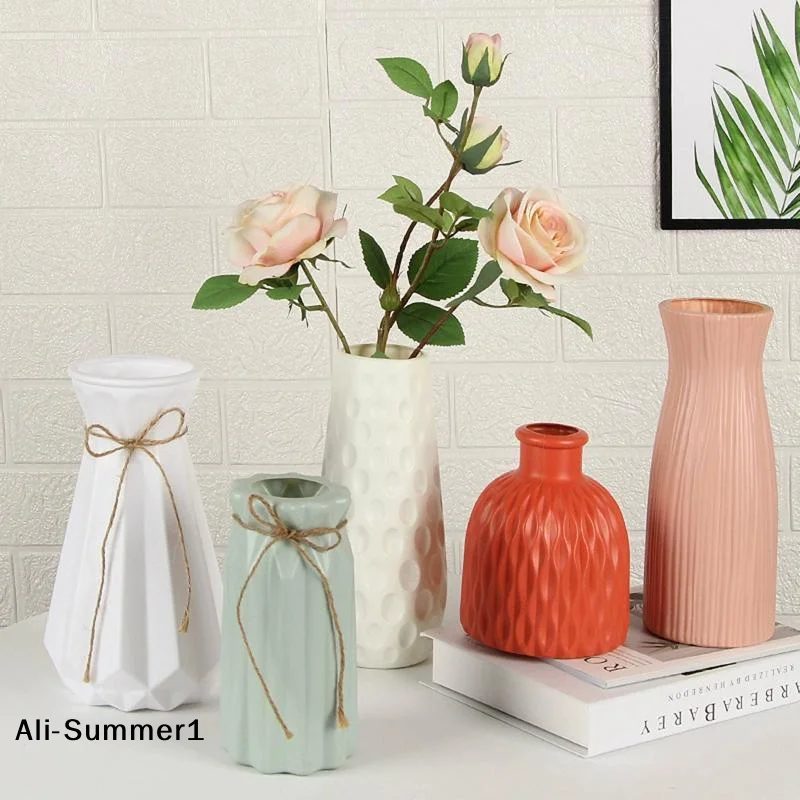 Set Of 2 PP Vases Imitation Ceramic Flower Pot For Holiday Weddings Home Ramadan Indoor Display