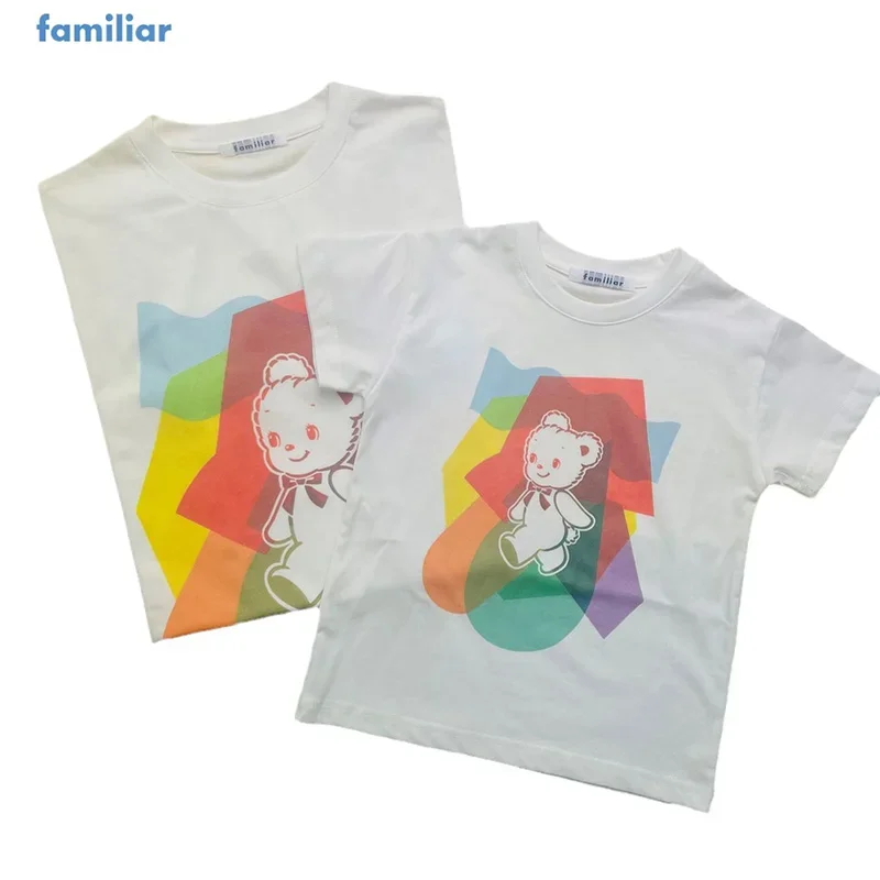 Familiar T-shirt Summer Casual Printing Short Sleeve Cartoon Kawaii Little Bear Soft Cotton Suitable Height 90-170cm