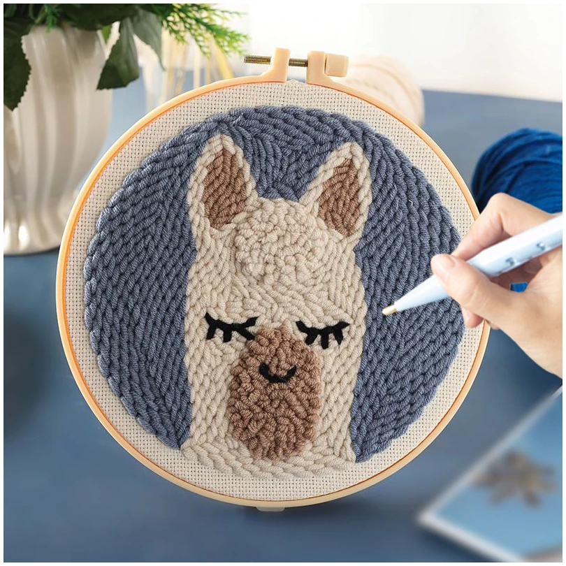 

DIY Diamond Embroidery Punch Needle Kit Animal Sewing Crafts Decoration For Home Yarn Painting Magic Tufting Craft Kits For Kids