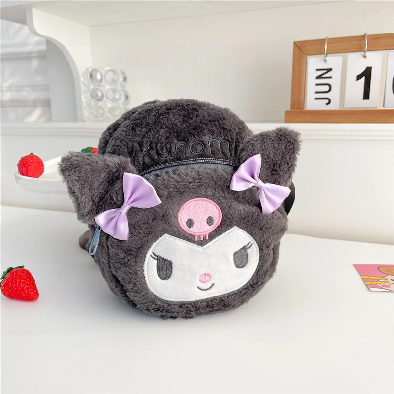 Bolsa de peluche de Anime Sanrio Kuromi para niña y niño, bolso cruzado con diseño japonés My Melody, accesorios de Cinnamoroll, rosa, Kirby