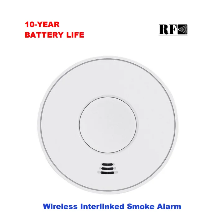 V-COME-Wireless Interconectado alarme de fumaça com bateria selada 10 anos, Detector de fumaça integrado, CE EN 14604, VS01F