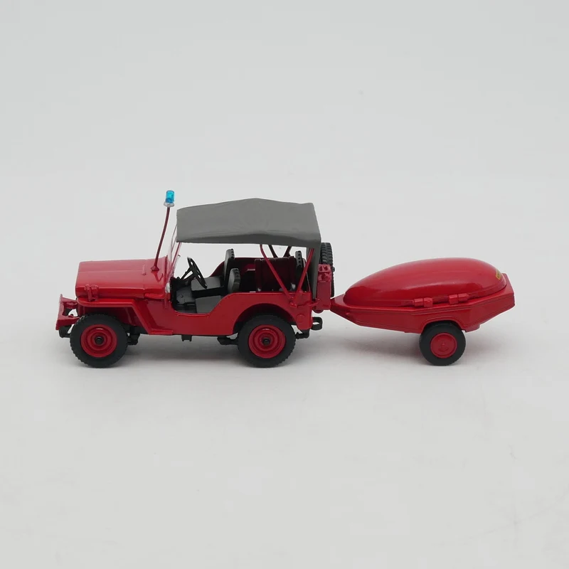 Diecast Ixo 1:43 escala Willys Jeep Willys Jeep bomba motor de bomberos francés coche en miniatura de aleación juguete coleccionable regalo exhibición de recuerdo