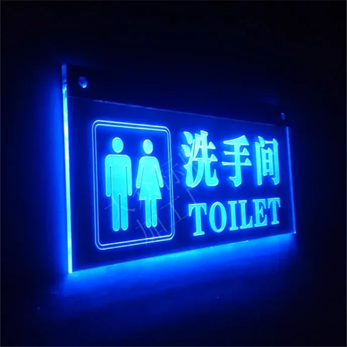 Hot salesIlluminated restroom signage, toilet and bathroom guidance signs, hanging hang tags with lights, acrylic LED hang tags