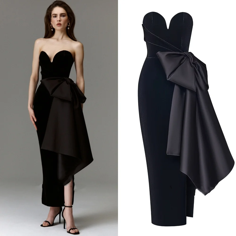 Jiayigong  Jersey Bow Ruched Celebrity A-line Sweetheart Bespoke Occasion Gown Midi Dresses Saudi Arabia Evening