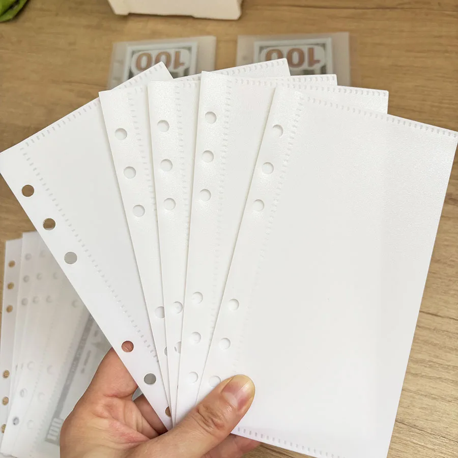 A6 Transparent White Binder Pockets Binder Folders for Notebook Divider Page Waterproof PVC Leaf Document Filing Bag