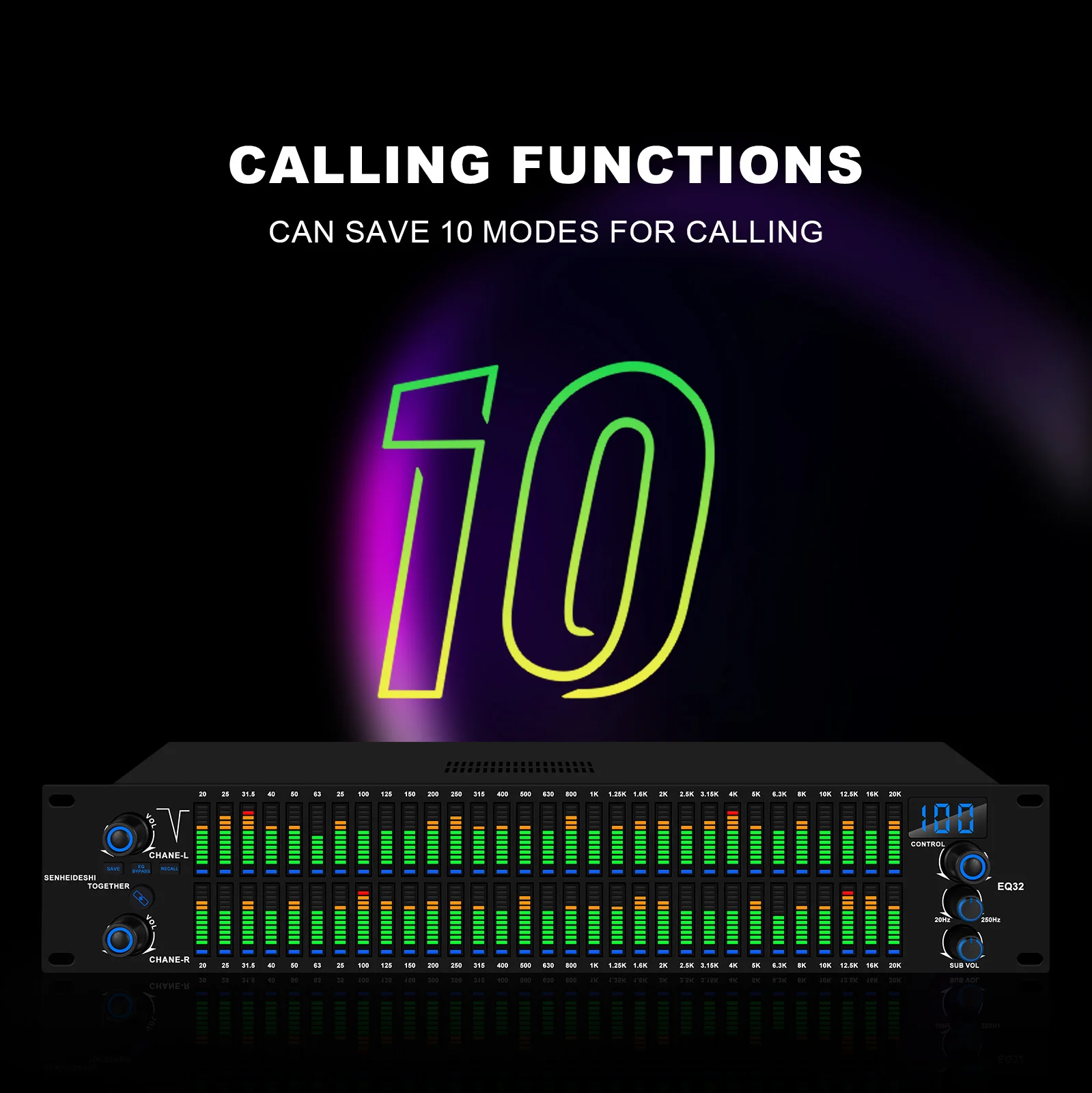 Professionale doppio equalizzatore digitale a 31 segmenti performance bar conferenza scenica Riduzione del rumore KTV e effetto di sintonizzazione