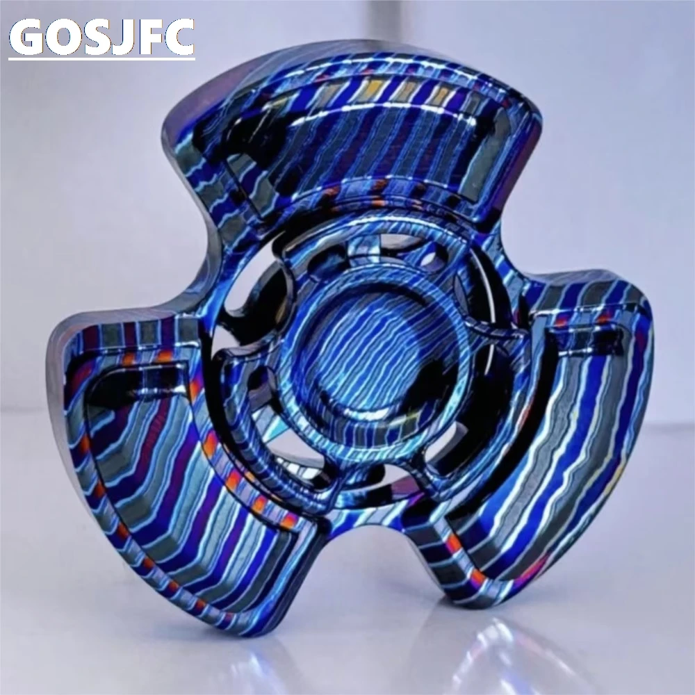 

QEDC Zirconium Damascus Handspinner Metal Fidget Spinner Office Desk Gadgets