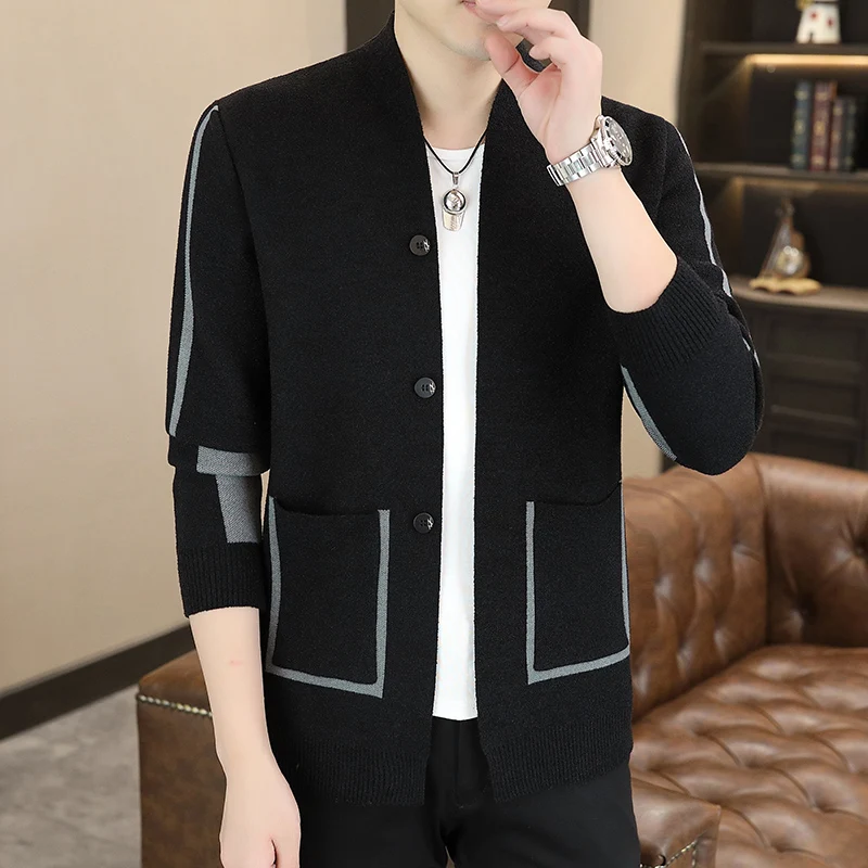 

Мужской вязаный кардиган-жакет: повседневный, универсальный, высококачественный, тонкий, шерстяной, молодежный, осенний, модный
