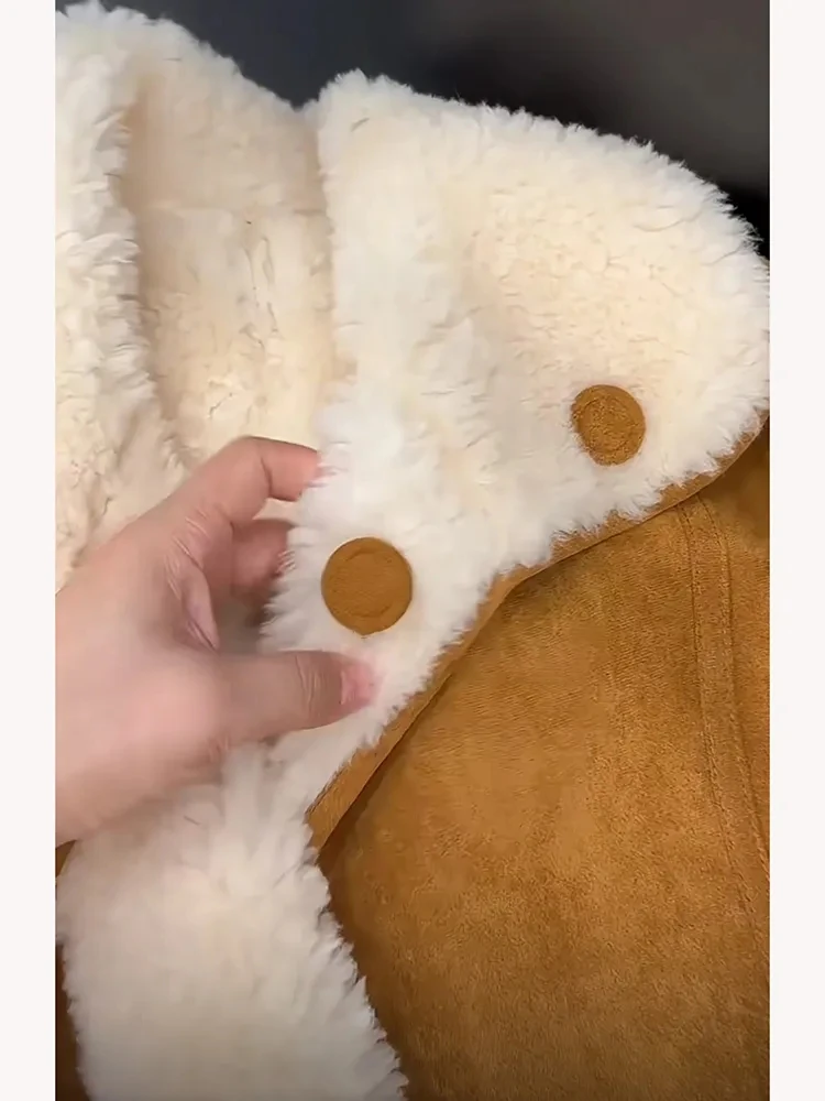 سترات كلاسيكية من صوف الضأن معطف نسائي لخريف وشتاء 2025 جديد بالإضافة إلى سترة باركر سميكة ودافئة مخملية معطف كوري فضفاض