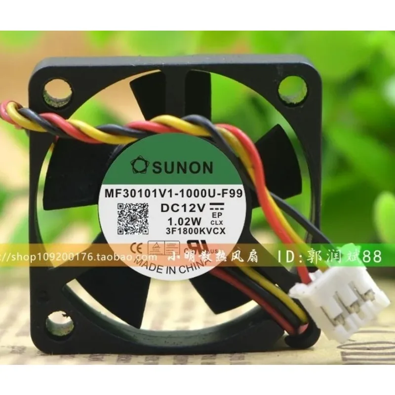 New Cooling Fan for SUNON MF30101V1-1000U-F99 3010 12V 1.02W 3cm Cooling Fan 30*30*10MM