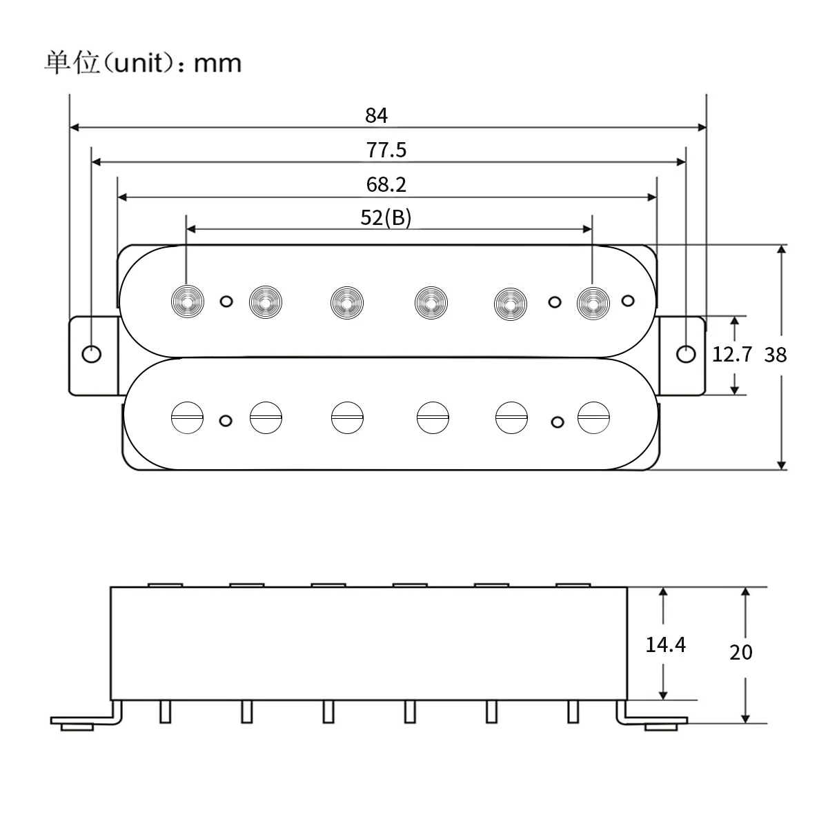 FLEOR 14K 기타 브리지 픽업 Alnico 5 험버커 픽업 더블 코일 블랙 일렉트릭 기타 용