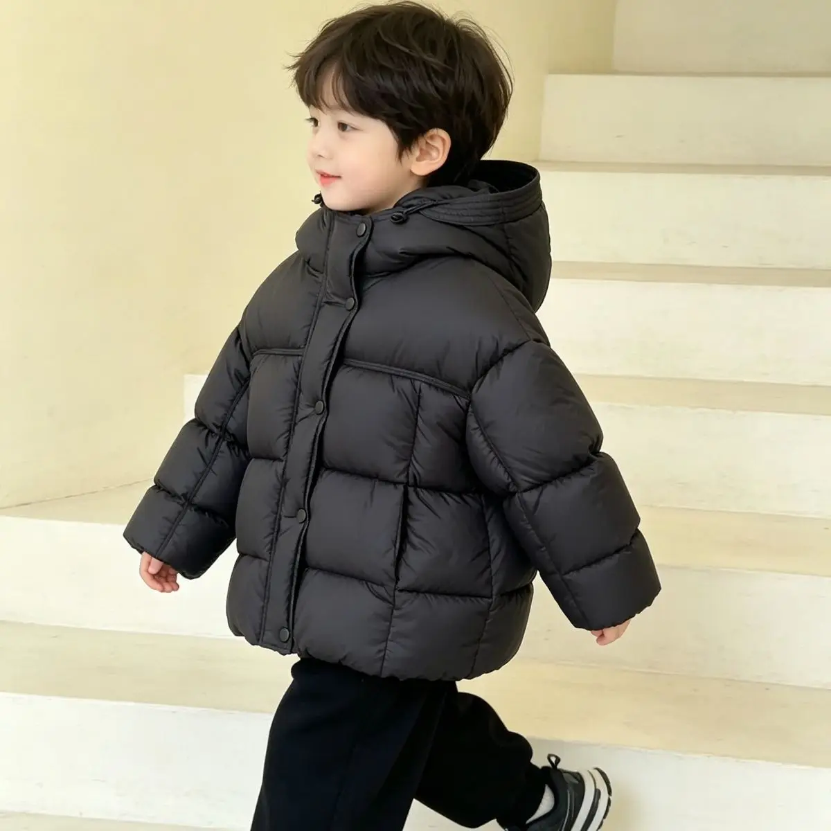 2026 New Kids Puffer Jacket Thickened Warm Winter Coat Unisex Baby Padded Outerwear Thermal Hooded Parka