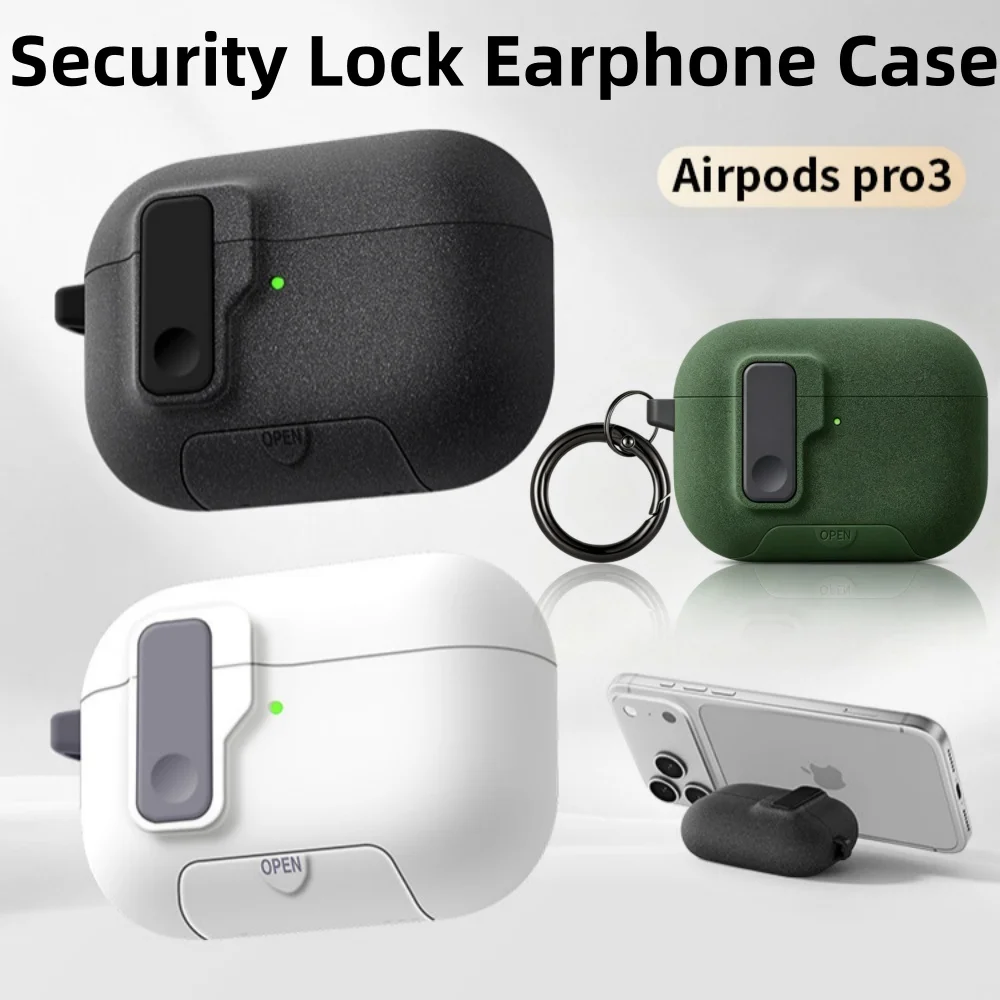 Locking Security for Apple AirPods Pro 3rd Generation (2025) Protective Case Cover with Phone Stand & Keychain For AirPods Pro 3