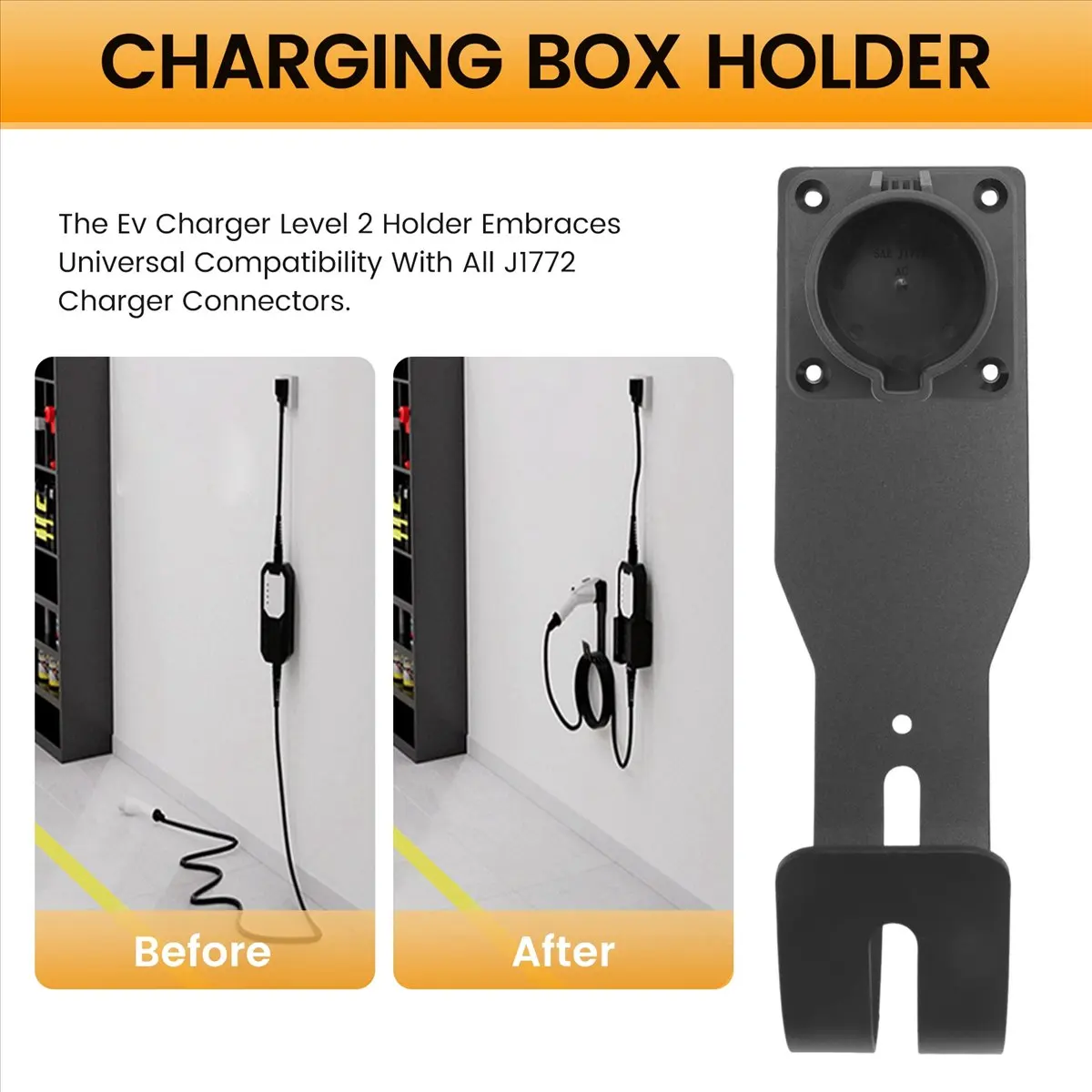 【hope】-1セットのev充電器ホルダー、電気自動車充電ケーブルホルダー、充電ボックスホルダー、壁掛け式電気自動車コネクター