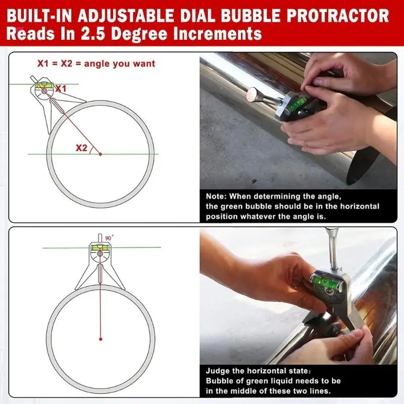 Portable Pipe Center Finder Welder Fitter Plumbing Marker Bubble Leveler Tool