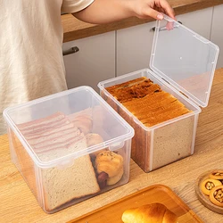 WORTHBUY Toast Storage Box Transparent Plastic Bread Storage Container Large Capacity Food Organizer Refrigerator Crisper