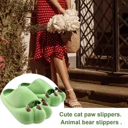 Cat Paw Slippers Summer Slide Sandals Open Toe Shower Slippers Non-Slip Soft Slipper With Thick Sole Cloud Slippers For Bathroom