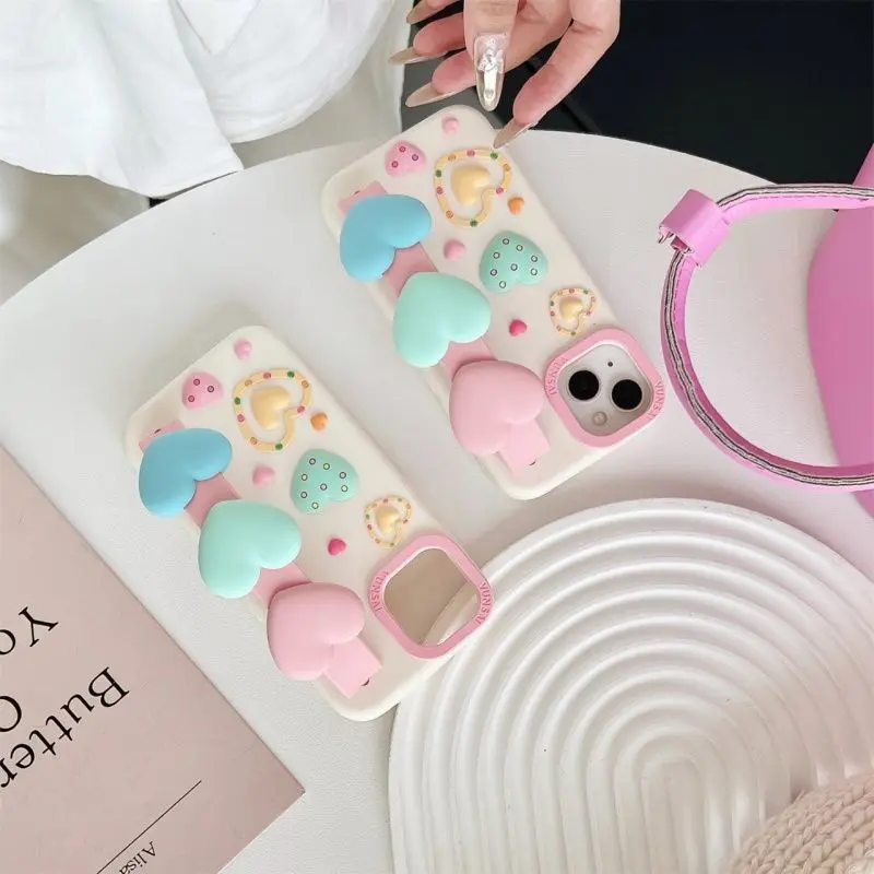 

Корейский чехол для телефона с браслетом Love для iPhone 17AIR 16E 15 14 13 12 11 Pro XS Max, усовершенствованный мягкий силиконовый чехол Y2K с защитой от падения