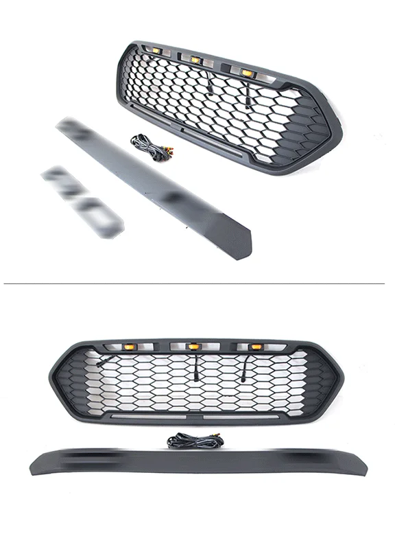 Good Quality ABS Front Middle Grill Racing Grills With LED Lights Fit For Ford Transit Custom 2014-2021