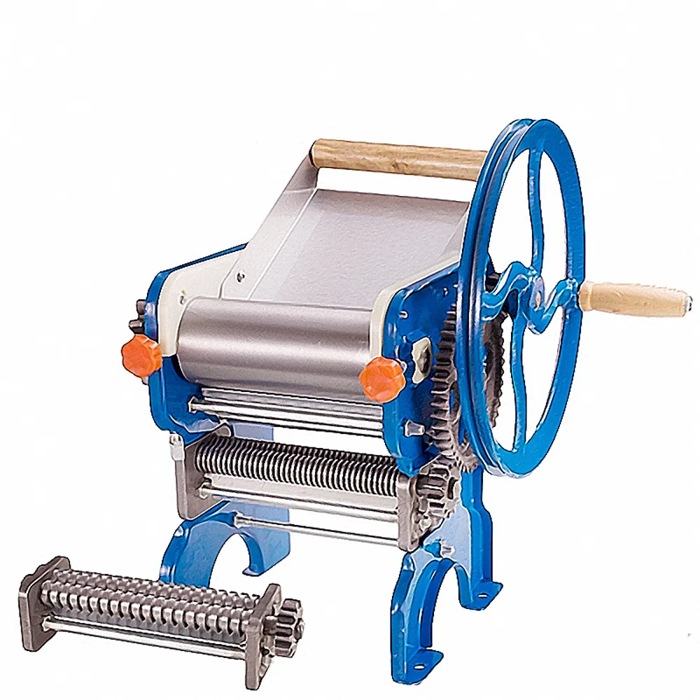 Hand cranked noodle press and dumpling skin integrated machine for household use
