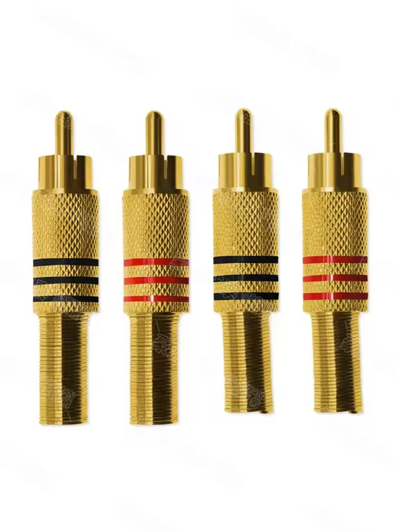 5PCS Gold-plated RCA lotus plug, audio, video, AV signal, audio, male plug socket, plum blossom lotus line monitoring connector