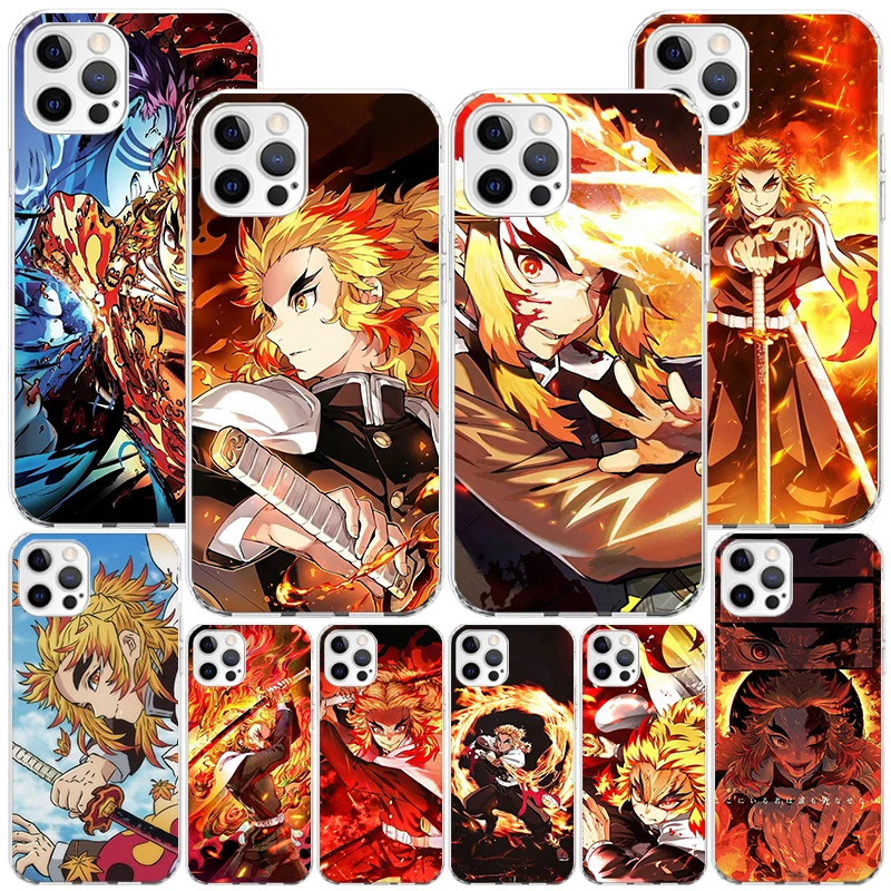 Demon Slayer Rengoku Kyoujurou Phnoe Case for Iphone 11 12 13 Mini 14 15 Pro Max X Xs Xr 7 Plus 8 + Apple 6S SE 2020 Unique Cove