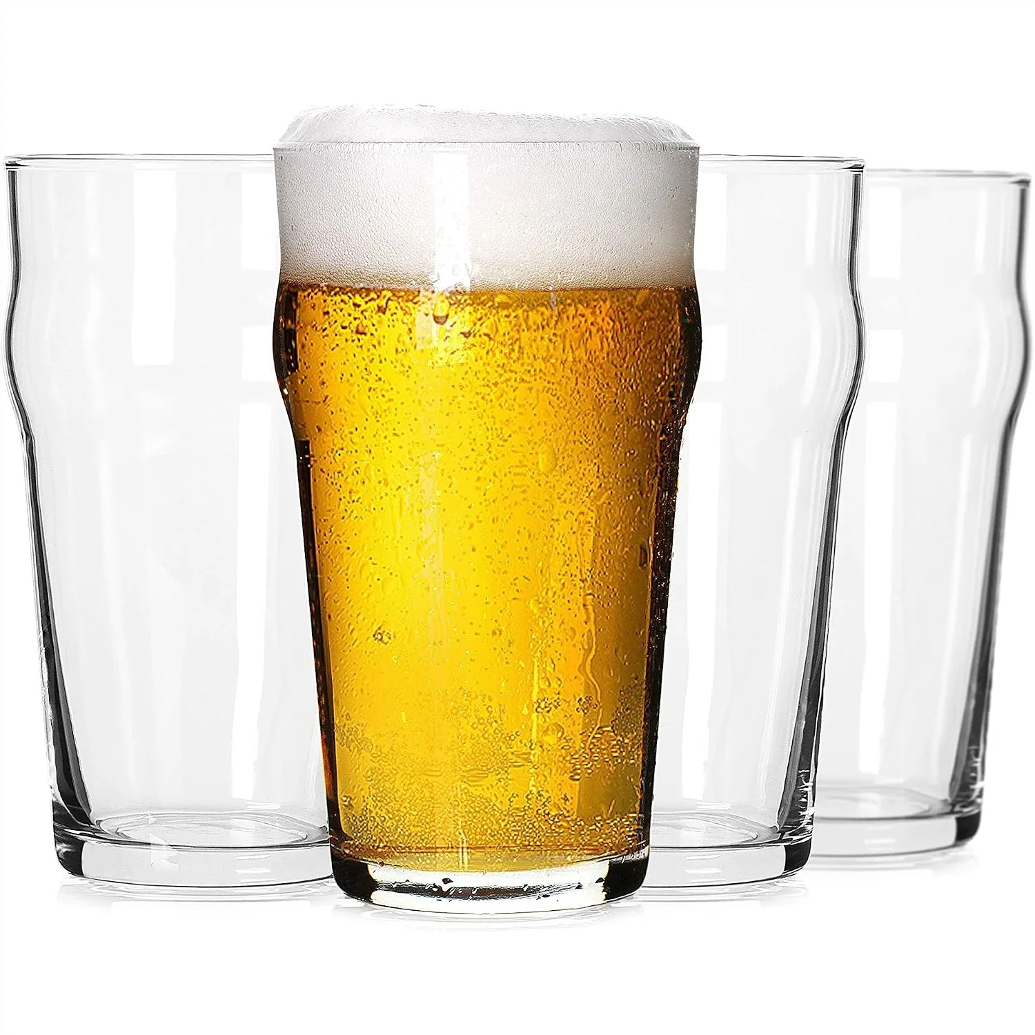 

Pint Glasses 20oz British Beer Glass Set of 4, Classic Craft Beer Tumbler with Unique Design for Easy Stacking