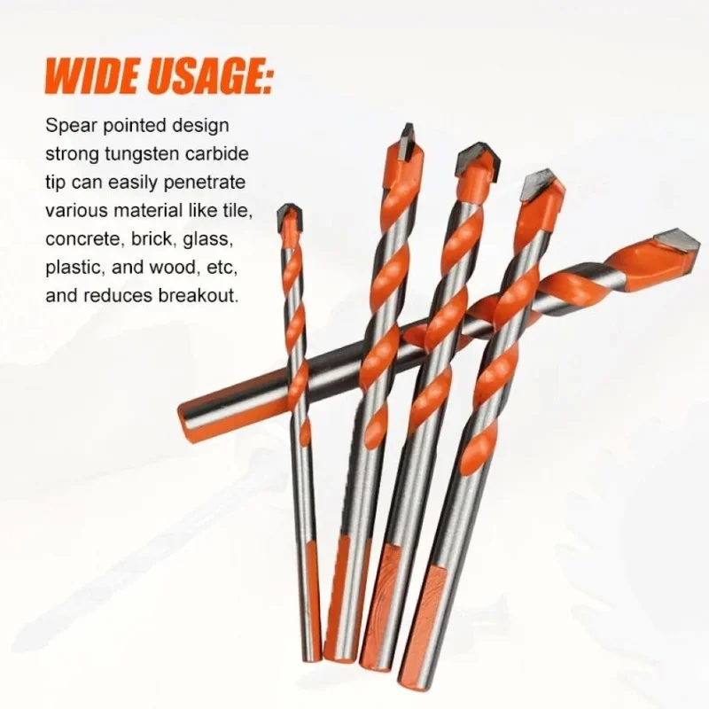 6-8mm Hreaded Triangle Tungsten Steel Wall Tile Concrete Drilling Bit Household Marble Overlord Drill Hand Electric Drill