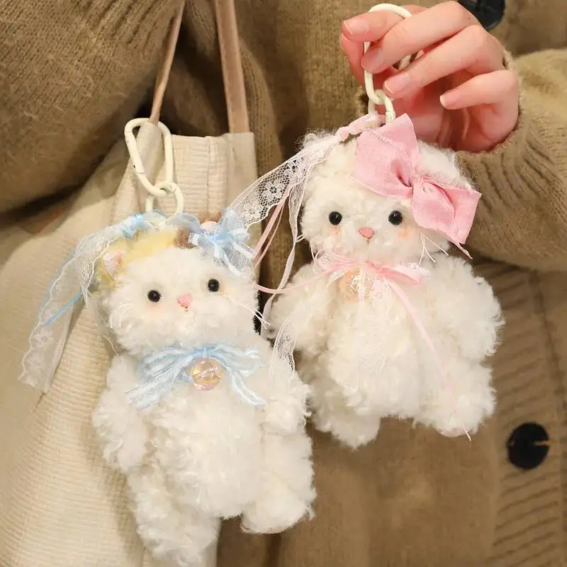15cm Miss Nicole Joint Cat Plush Pendant Calico Cat White Cat Plush Keychian Backpack Decoration Kid Birthday Gift