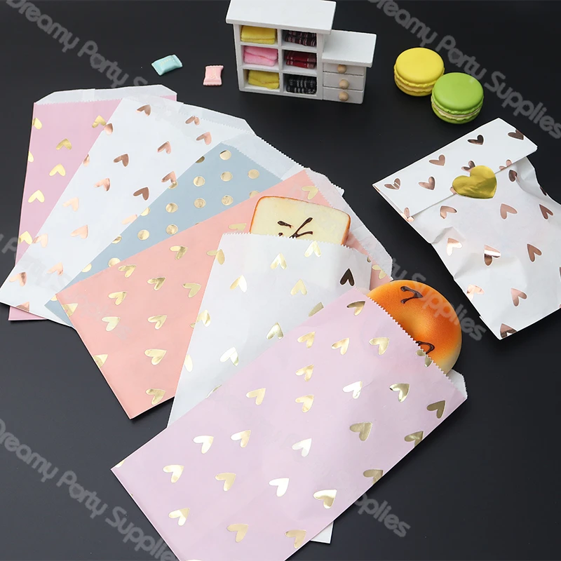 12 stücke Verdicken Geschenk Papier Tasche Dot Aufkleber Toffee Süßigkeiten Cookies Herz Kraft Papier Tasche Weihnachten Party Handwerk Taschen Beutel geburtstag – Detail 13