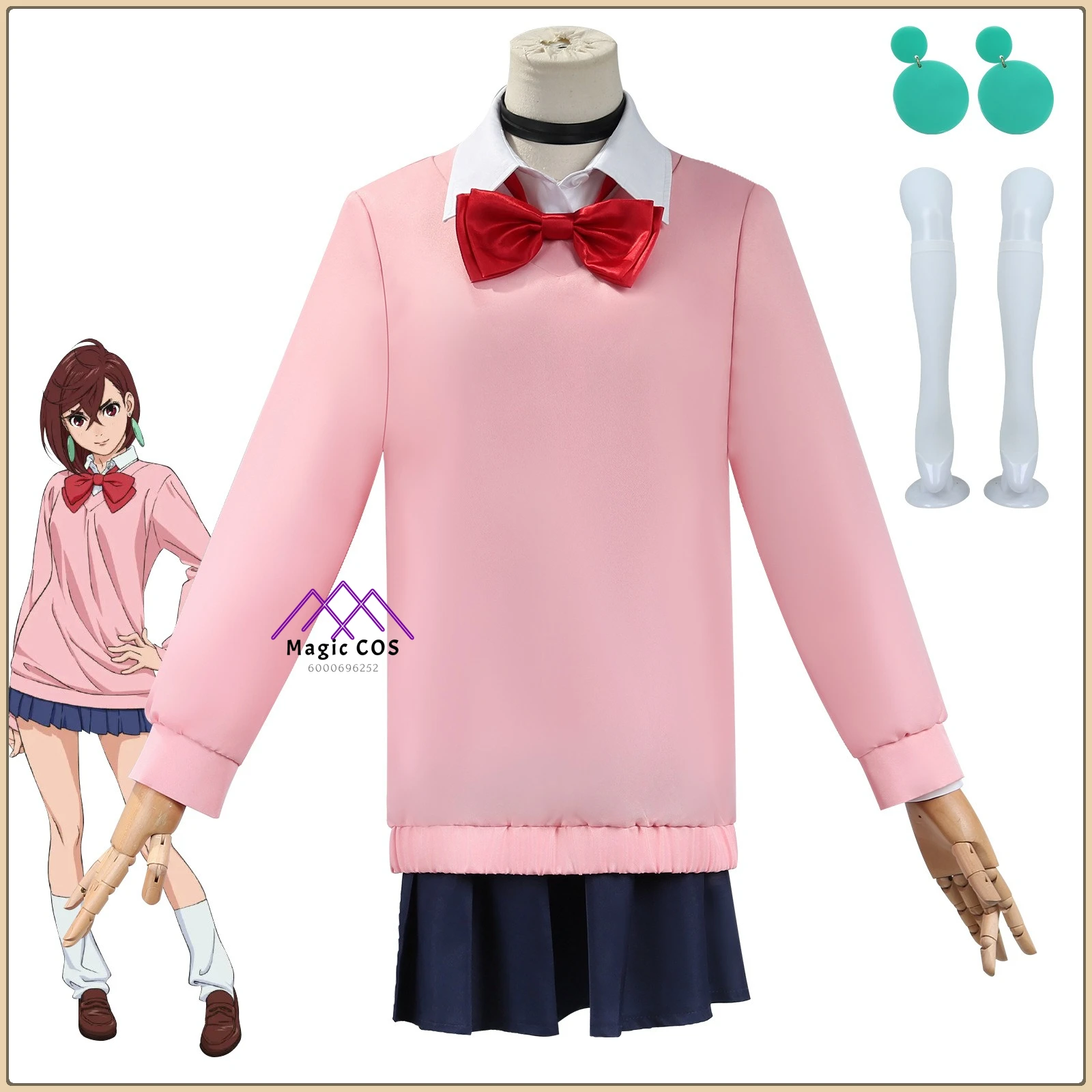 

Dandadan Momo Ayase Role Playing Costume "Psychic Girl" Pink Dress + Hair Wig Full Set Women's High Quality Cosplay Outfit