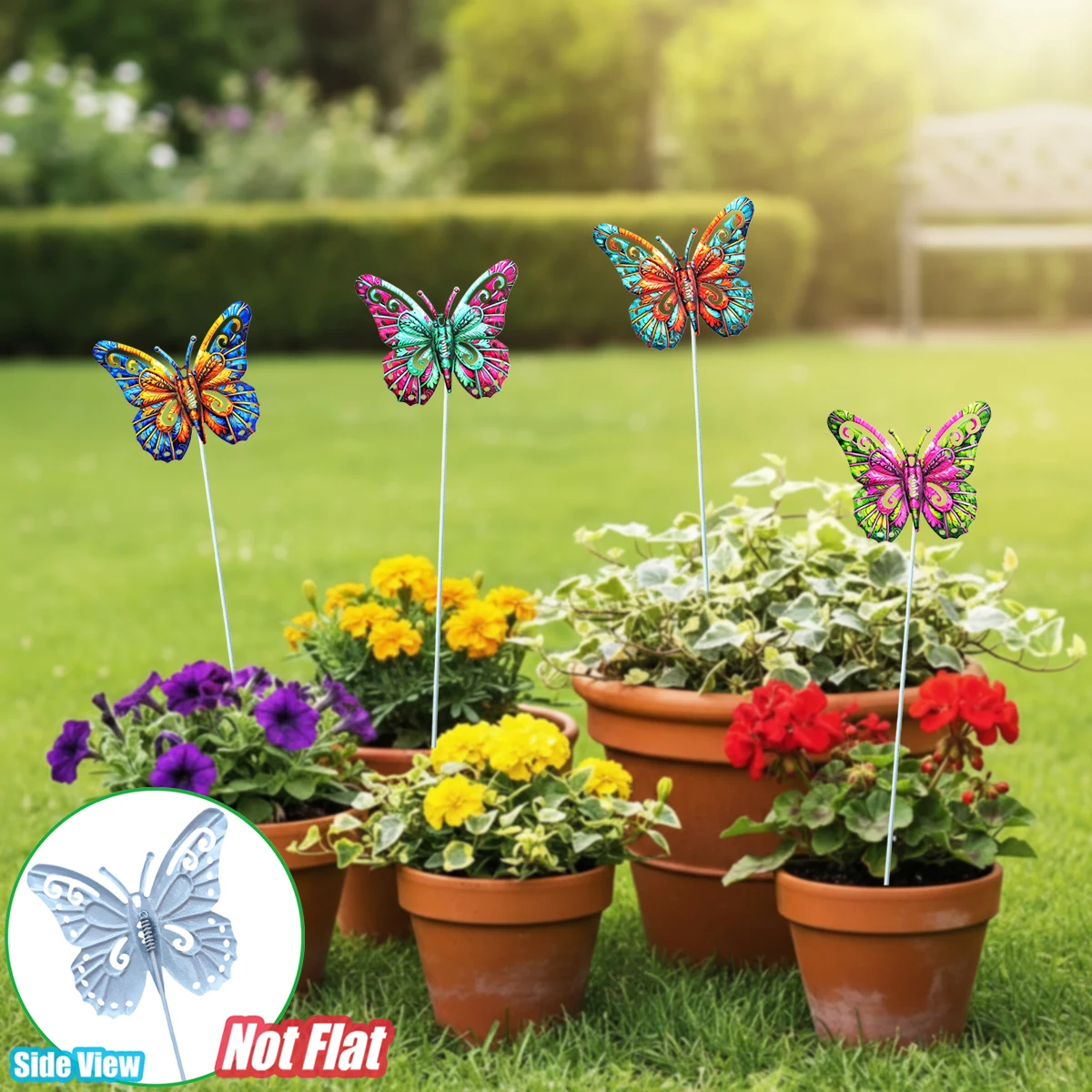 

Metal Butterfly Garden Decoration Stakes - Rustproof Lawn Art Decor for Flower Bed, Yard, Patio, Party, Wedding & Holiday Decor