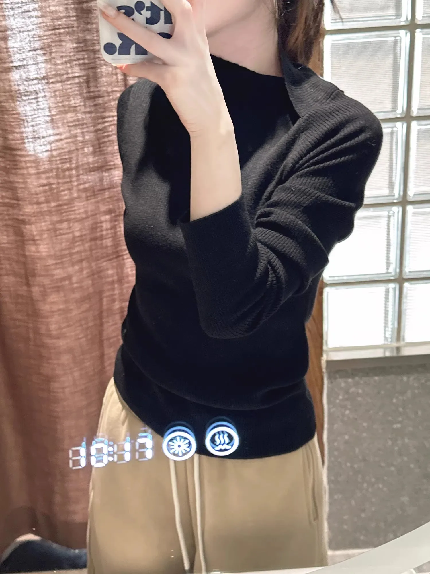 

Autumn Winter High Ne Unique Cross Design Slim Fit Wool Blend Knitted Long Sve Inner Wear Women's Faion Slimming Top