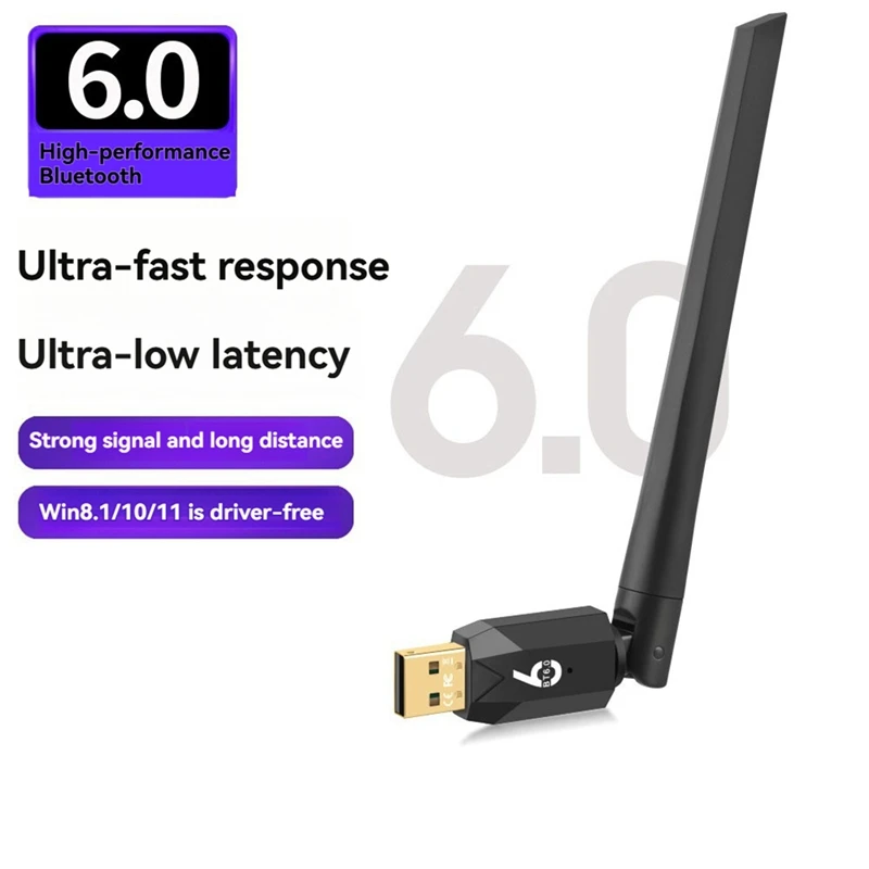 USB Bluetooth6.0 Adapter 200M USB Dongle Wireless Music Audio Receiver Transmitter BLE/ for PC Mouse Keyboard-ANKL