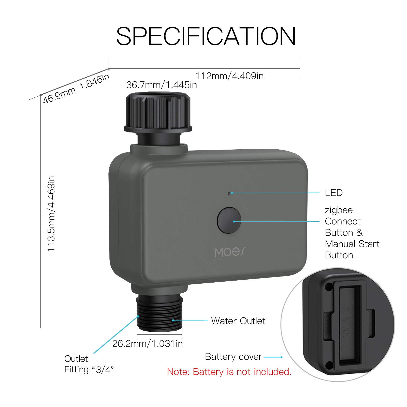 Temporizador de agua por aspersor inteligente MOES ZigBee con 1 salida, filtro de retardo de lluvia, temporizador de riego programable, compatible