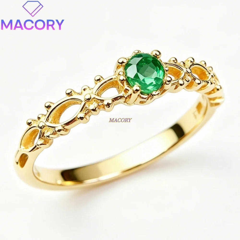 S925 sterling silver natural emerald ring delicate and simple great for everyday wear and stacking gift for Valentine's Day