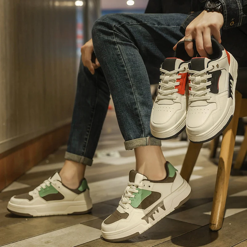 Men's Casual Sports Shoes, Fashionable Thick Soled Skateboarding Shoes, Trendy and Comfortable Men's Shoes Suitable for Outdoor