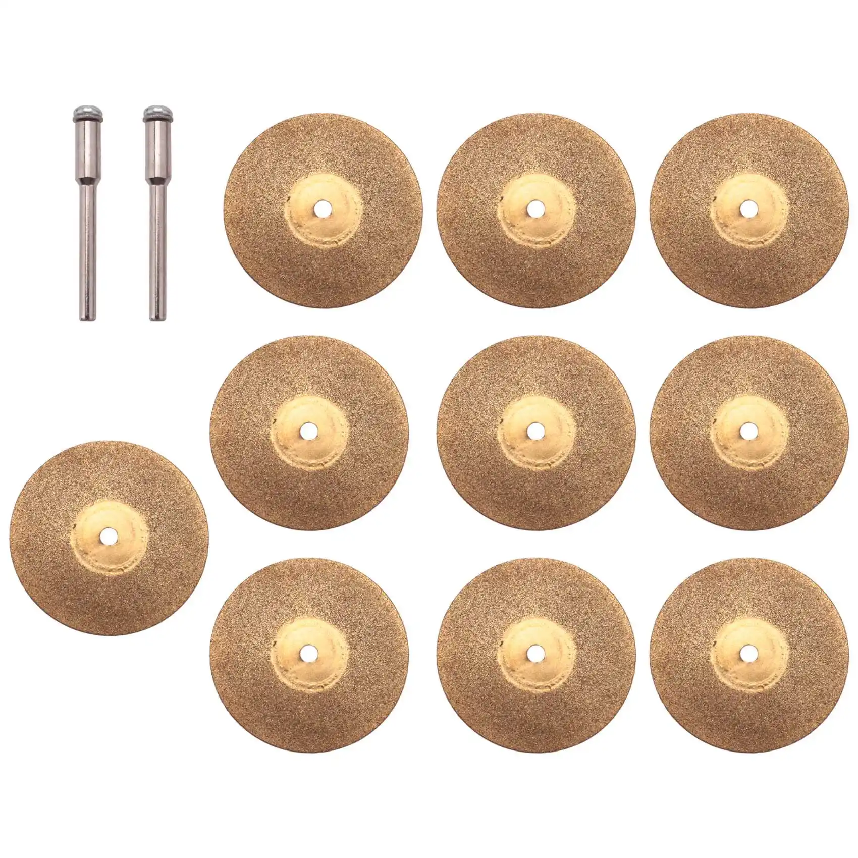 [A92P!】 10 Pcs Diamond Cutting Wheel Cut Off Discs Coated Rotary Tools Titanium Plated Diamond Wheel WITH/Mandrel