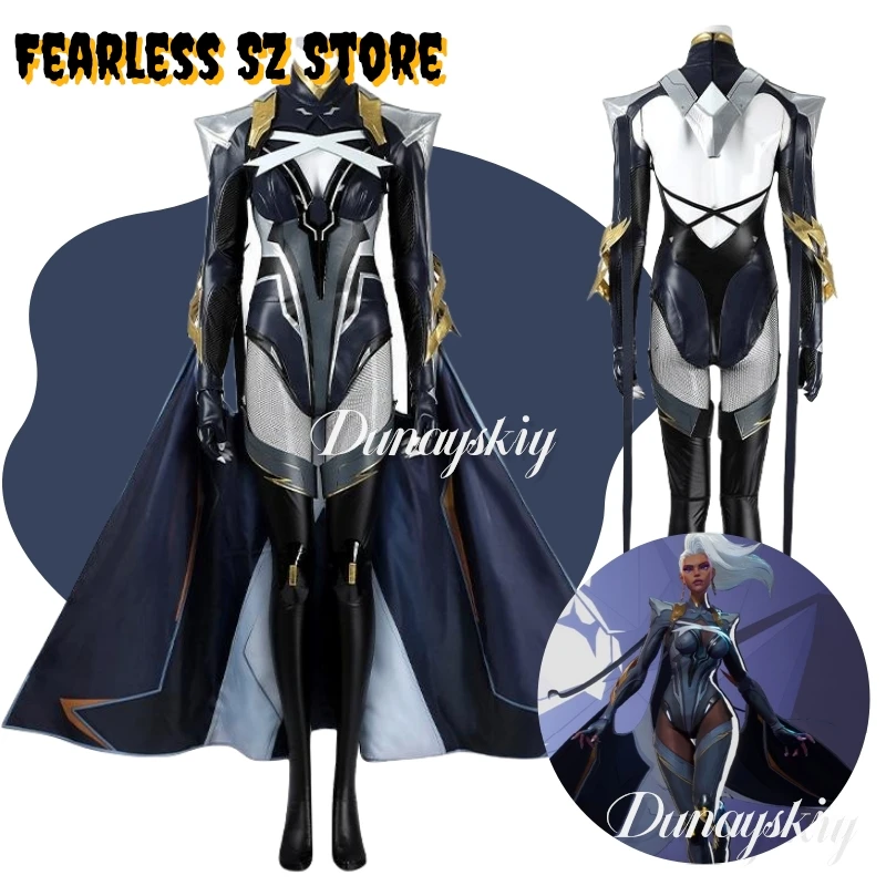 Anime Game Rivals Cosplay Stomr Costume Punk Pu Coat Black Goth Battle Uniform Halloween Cape Sexy Jumpsuit Lingeries Full Set